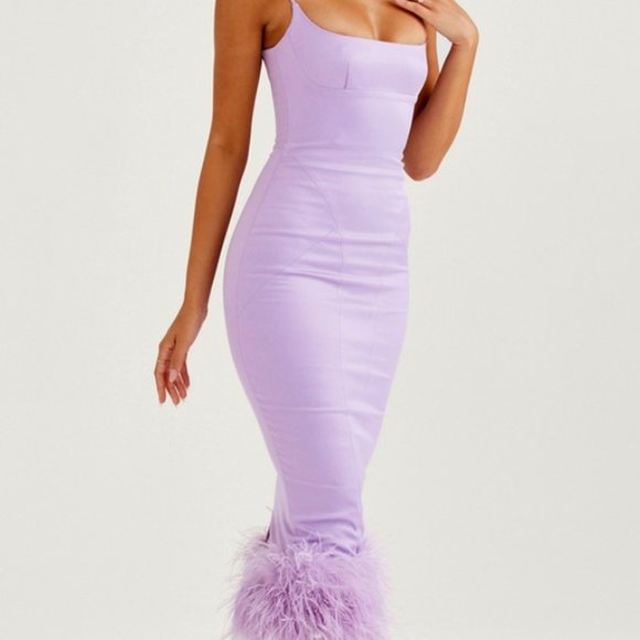 House of CB Dresses House Of Cb Helena Orchid Satin Midi Dress